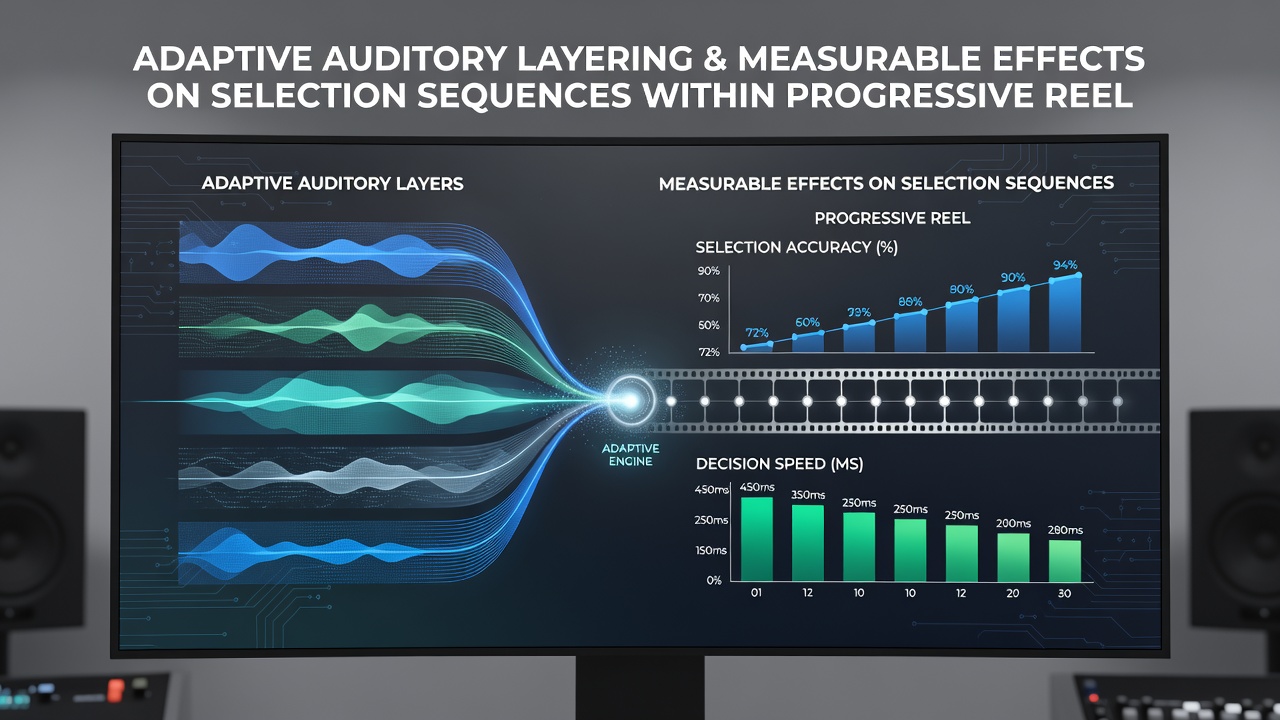 Graph displaying measured changes in selection sequence timing and bet distribution under adaptive audio conditions