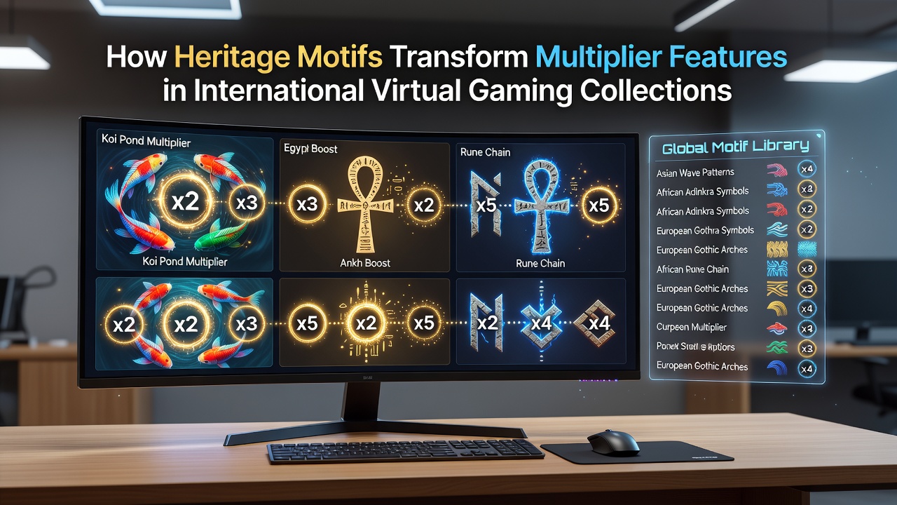Detailed view of multiplier mechanics featuring traditional heritage patterns in virtual slot collections