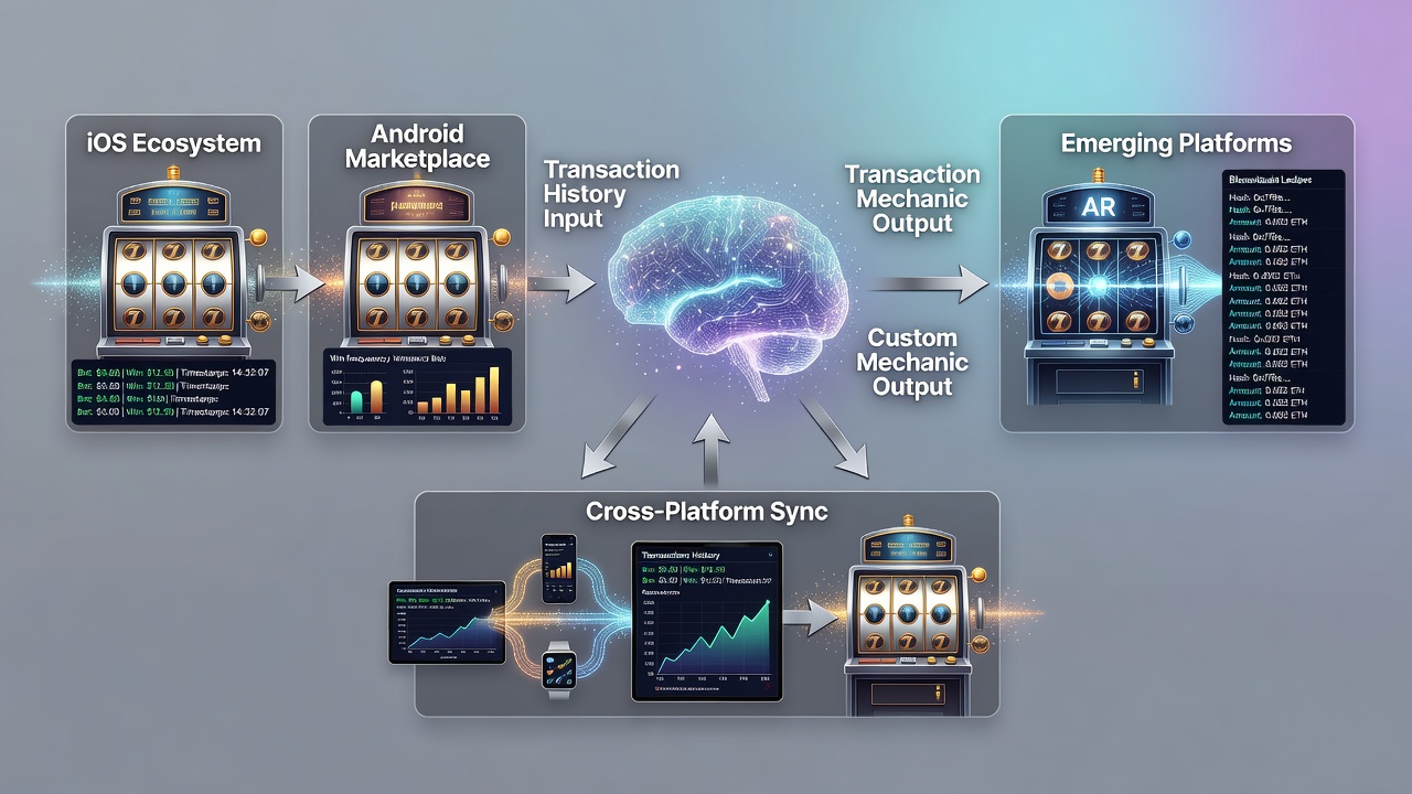 Analytics dashboard showing transaction-driven slot mechanic variations across devices