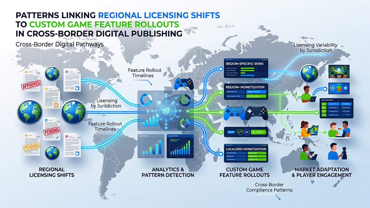 Analytics dashboard displaying licensing timelines alongside feature rollout dates for cross-border gaming platforms